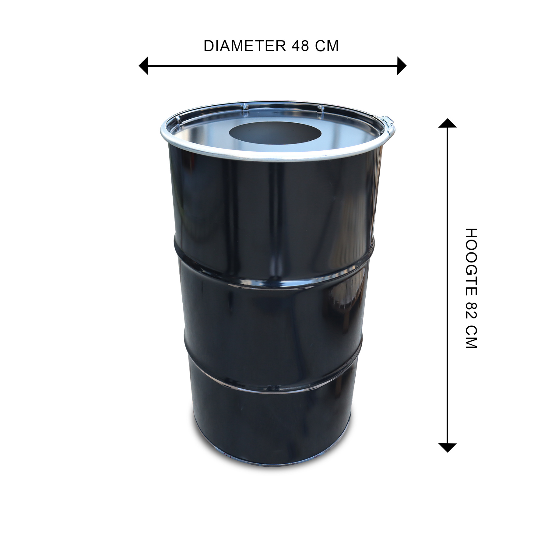 The Binbin BinBin Hole Industriële prullenbak zwart 120 Liter met gat in deksel. 48x82 CM Top Merken Winkel